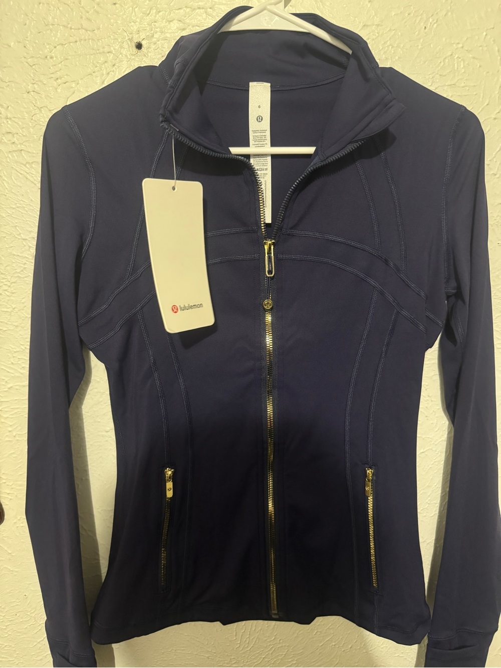 lululemon athletica Navy Full-Zip Performance Jacket with Gold Zippers